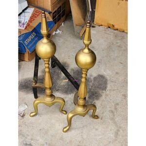 Vintage Brass Antique Andirons